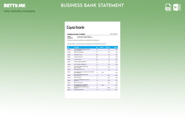 Модерен стил Извод на банкарска фирма на Equabank Шаблон Word и PDF